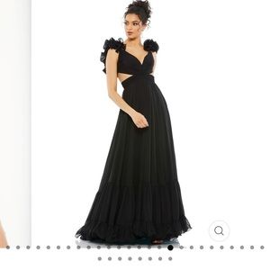 Mac Duggal Ruffle Tiered Cut-Out Chiffon Dress